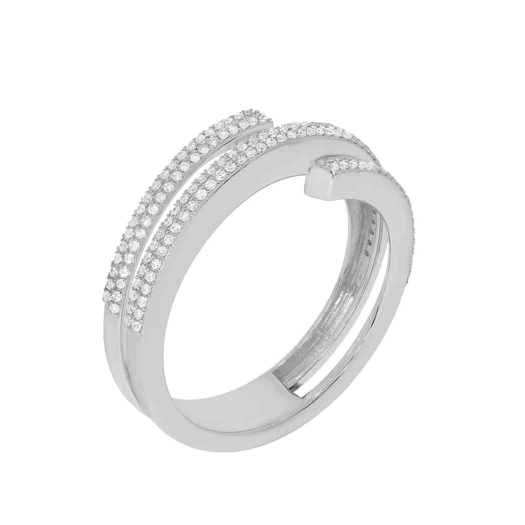 Diamond Triple Row Crossover Band  Ring LR11953A